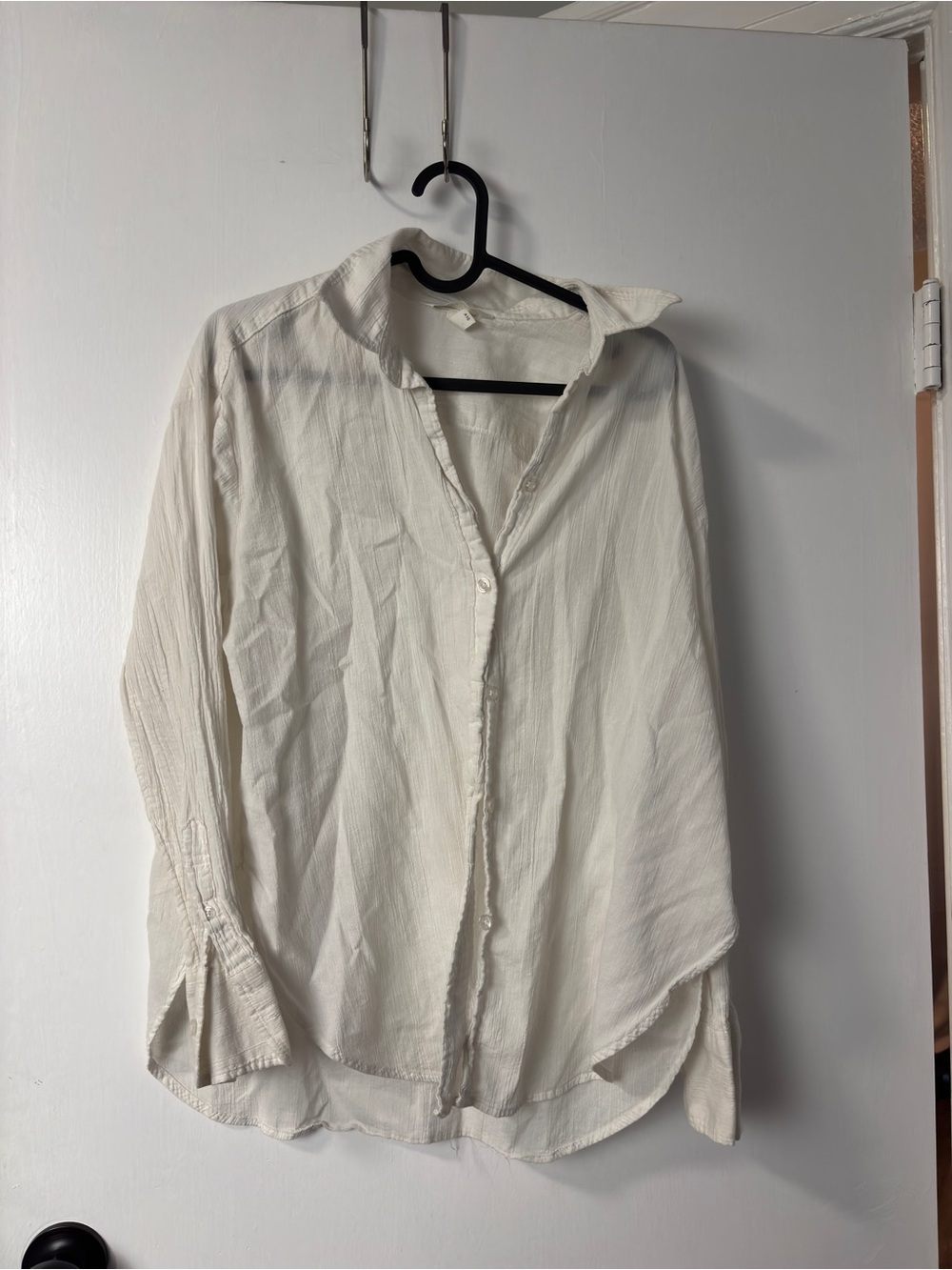 H&M Sheer White Button-Up Shirt Small